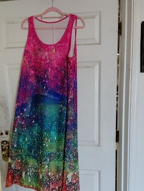 Galaxy Splash Maxi Dress - Pink, Blue & Green